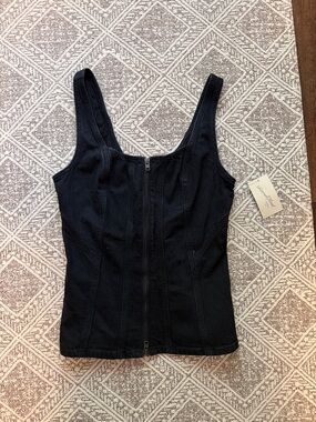Universal Thread Black Zip-Front denim tank